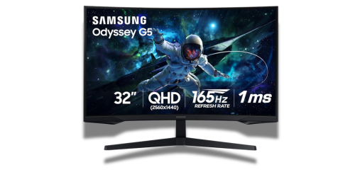 SAMSUNG 32" Odyssey G55C Series QHD 1000R Curved Gaming Monitor, 1ms(MPRT), HDR10, 165Hz, AMD Radeon FreeSync, Eye Care, Glare Free, Sharp Resolution...