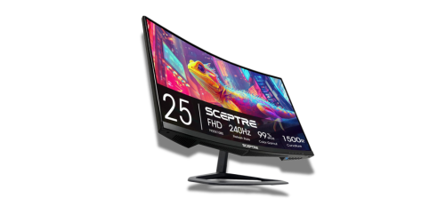 The Sceptre Curved 24.5-inch Gaming Monitor (C255B-FWT240) delivers lightning-fast speed and crisp visuals for gamers who crave high performance. With a 240Hz refresh rate, 1ms response time, and a 1500R curved display, it offers an immersive and competitive edge for every type of gameplay. Fluid Gameplay with 240Hz Refresh Rate Step into a world of ultra-smooth action with a 240Hz refresh rate — four times faster than standard monitors. Every movement, every frame, and every reaction happens instantly, reducing blur and ghosting for butter-smooth gaming visuals. Whether you’re playing FPS, racing, or sports titles, the Sceptre 24.5-inch 240Hz monitor ensures you never miss a beat. 1ms Response Time for Lightning Precision With a 1ms response time, input lag and motion blur are virtually eliminated. Every command and movement feels instantaneous, providing sharp visuals and precise control in fast-paced games. Immersive 1500R Curved Design The R1500 curvature wraps the display around your field of vision, drawing you into the center of the action. It enhances depth perception and comfort — making gaming, streaming, and multitasking more natural and immersive. Multiple Ports and Built-in Speakers The Sceptre C255B-FWT240 includes 2 HDMI ports and 2 DisplayPorts, allowing easy connection to PCs, consoles, and other devices. The built-in speakers provide convenient audio for a clean and clutter-free setup. Eye Protection with Blue Light Shift Stay comfortable during long gaming sessions with Blue Light Shift technology, which reduces harmful blue light to prevent eye strain. You can play for hours without discomfort or fatigue. Sleek Machine Black Design & VESA Mount Compatibility With its machine black finish and borderless curved design, this monitor adds a premium look to any setup. It also supports VESA wall mounting, allowing flexible installation to suit your workspace or gaming station. Key Specifications Model: Sceptre C255B-FWT240 Display Size: 24.5 inches Resolution: Full HD (1920×1080) Curvature: 1500R Refresh Rate: Up to 240Hz Response Time: 1ms Ports: 2× DisplayPort, 2× HDMI Audio: Built-in speakers Features: Blue Light Shift, VESA Mount Compatible Design: Machine Black Final Verdict The Sceptre Curved 24.5-inch Gaming Monitor (C255B-FWT240) is built for gamers who want speed, clarity, and immersion in one display. Its 240Hz refresh rate, 1ms response, and curved design make it an excellent choice for both competitive and casual players. Affordable, sleek, and high-performing — it’s a monitor that keeps up with every move.